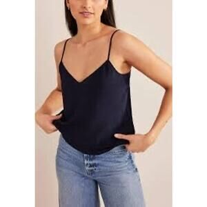 Boden 100% Silk Navy Blue Sheer Cami Tank Women’s Size 8